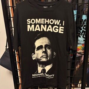 Black Graphic Tee with Michael Scott Design